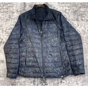 REI Co op Puffer Jacket Womens L Blue Green Pattern Lightweight Insulated Coat